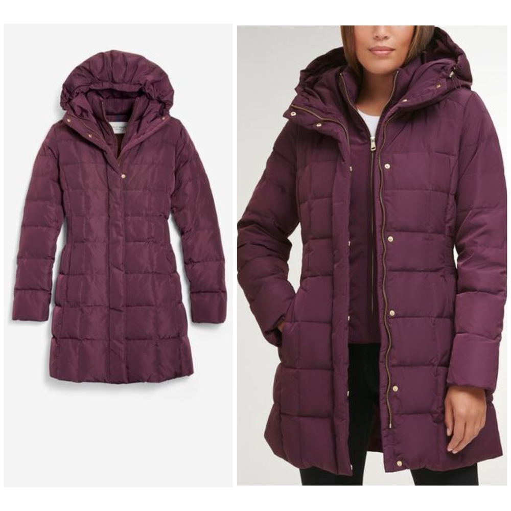 Women’s Quilted Hooded Coat - Plum